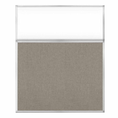 Versare Hush Panel Configurable Cubicle Partition 5' x 6' W/ Window Warm Pebble Fabric Clear Window 1812518-2